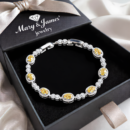 Golden Oval Crystal Bracelet | Silver