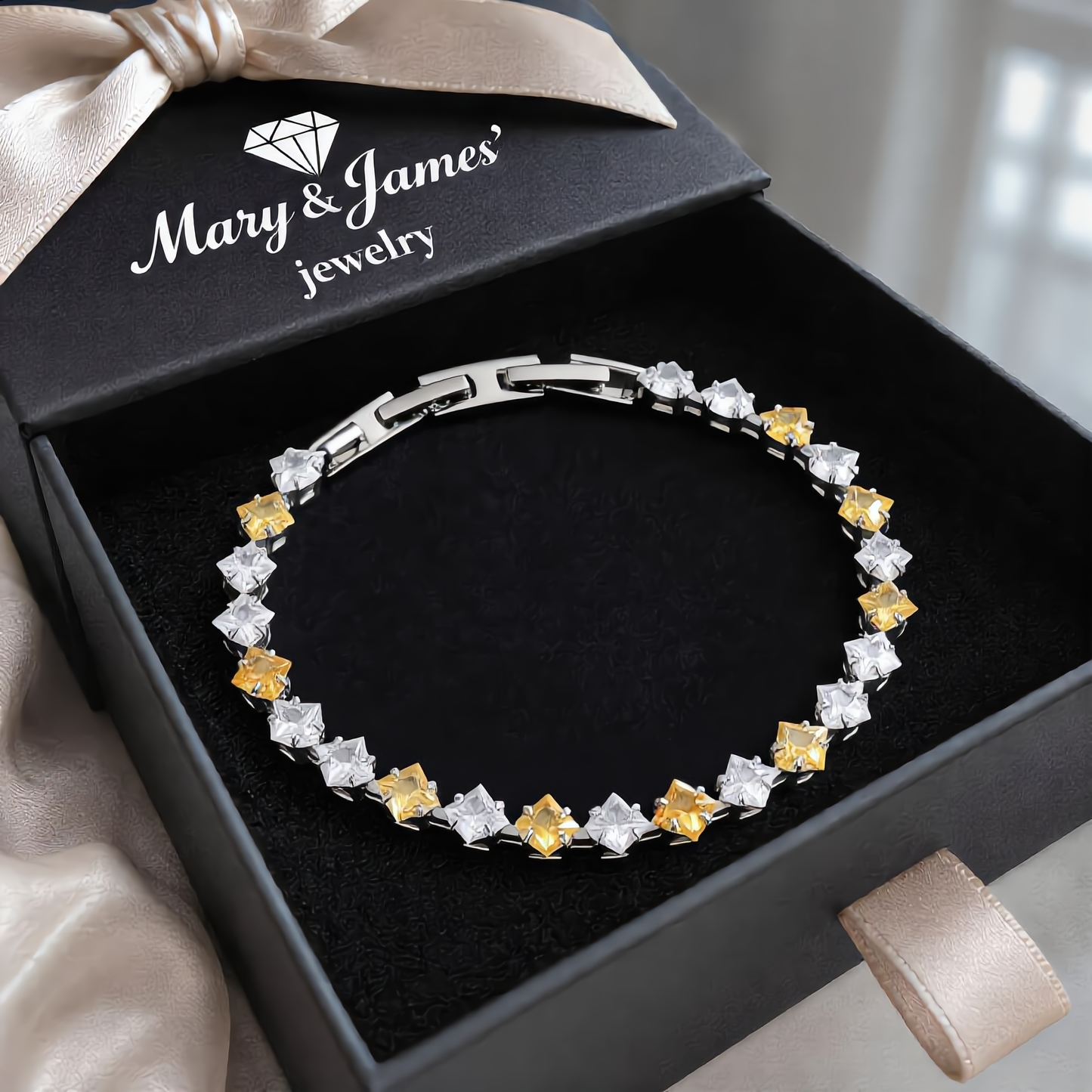 Golden Star Crystal Bracelet | Silver