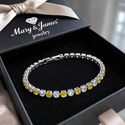 Golden Glow Crystal Bracelet | Silver