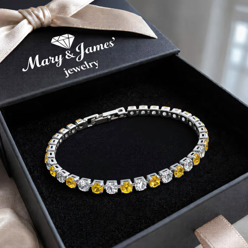 Golden Glow Crystal Bracelet | Silver