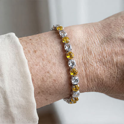 Golden Glow Crystal Bracelet | Silver
