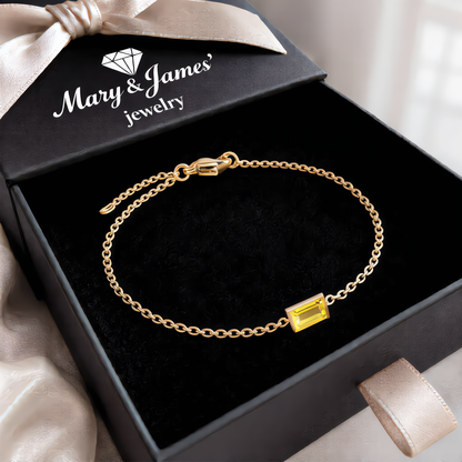 Amber Crystal Link Bracelet | Gold