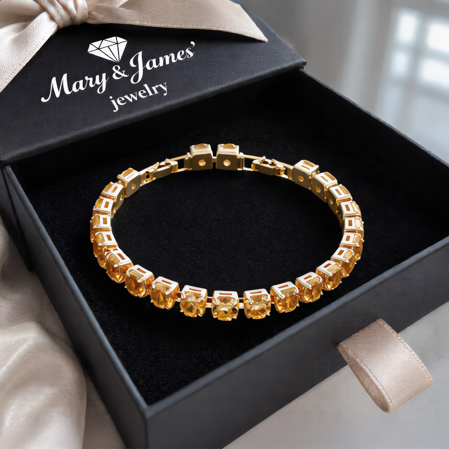 Champagne Crystal Bracelet | Gold