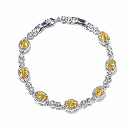 Golden Oval Crystal Bracelet | Silver