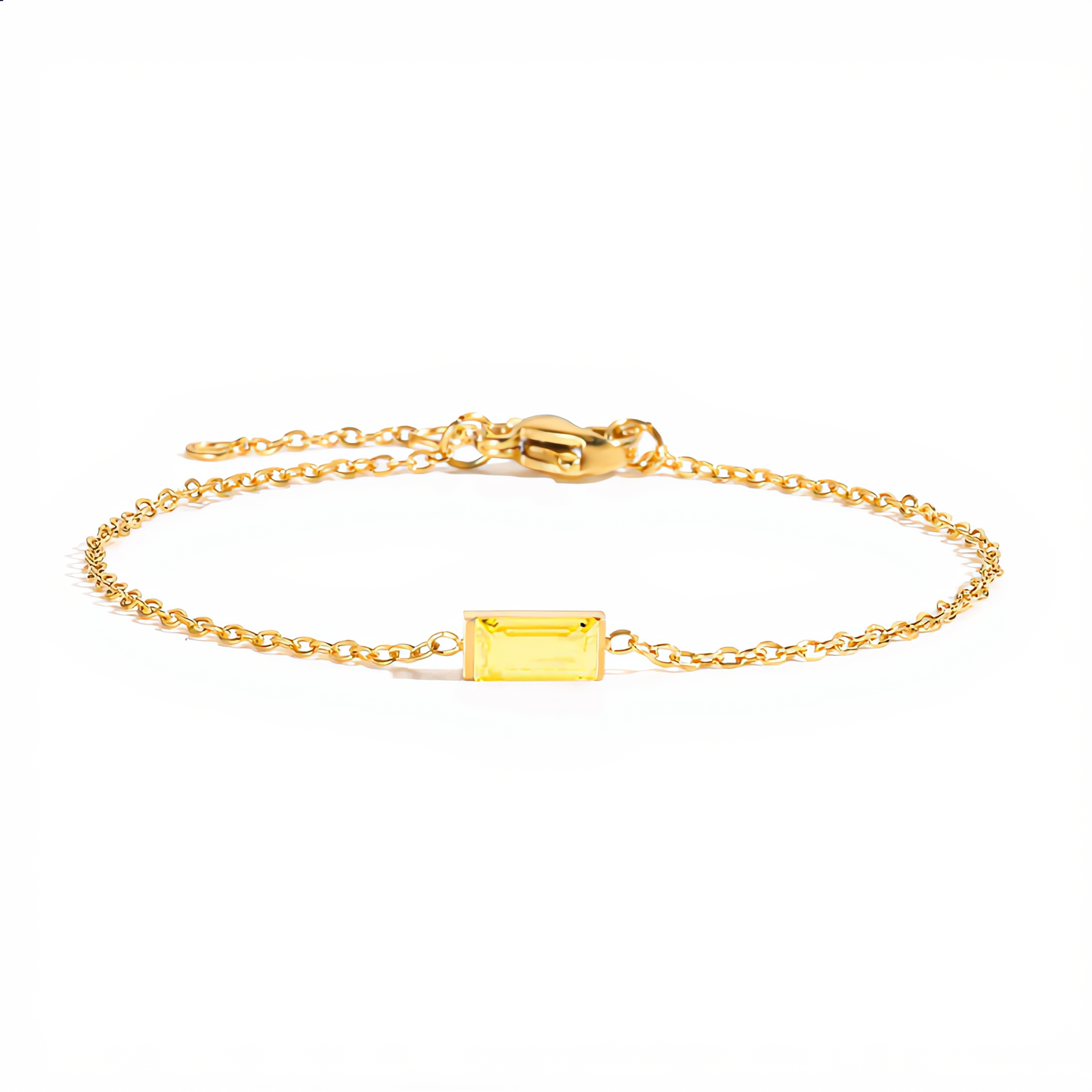Amber Crystal Link Bracelet | Gold