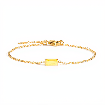 Amber Crystal Link Bracelet | Gold