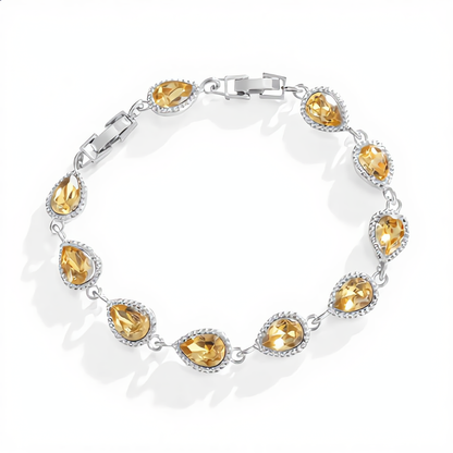 Golden Teardrop Crystal Bracelet | Silver