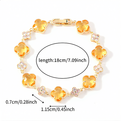 Golden Clover Crystal Bracelet | Gold
