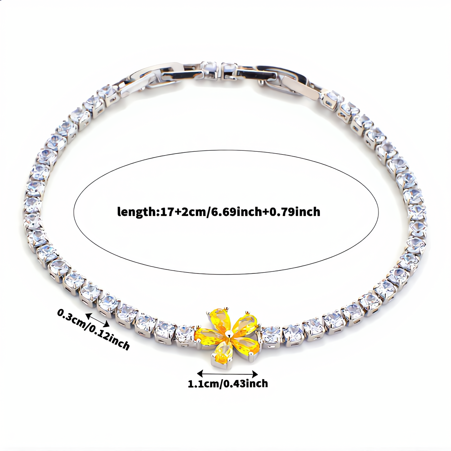 Golden Blossom Tennis Bracelet | Silver
