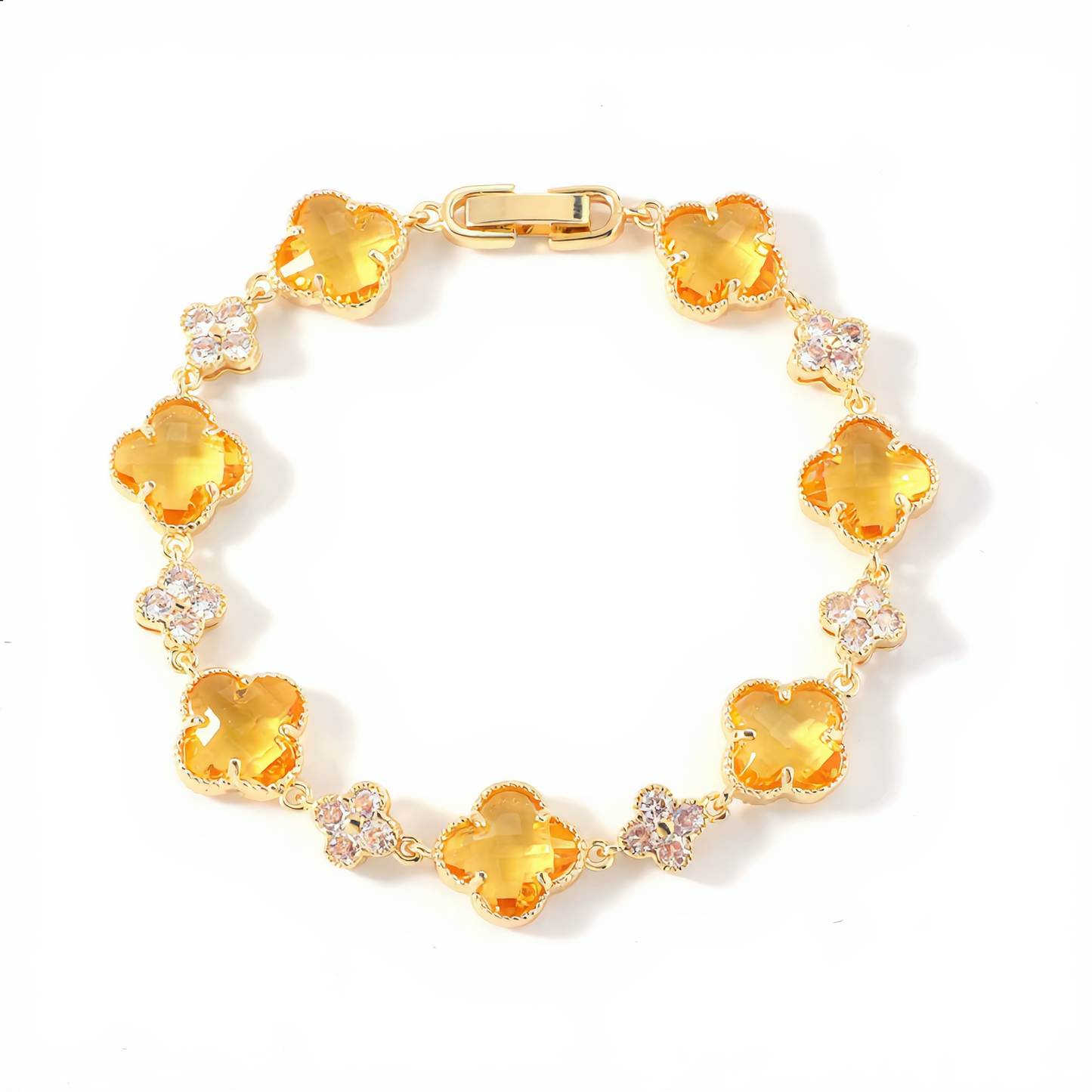 Golden Clover Crystal Bracelet | Gold