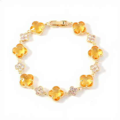 Golden Clover Crystal Bracelet | Gold