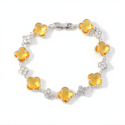 Golden Clover Crystal Bracelet | Gold