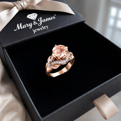 Champagne Crystal Flower Ring | Rose Gold