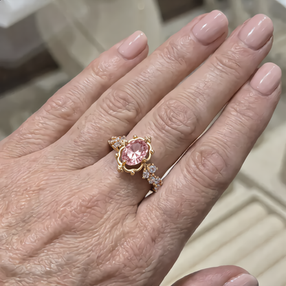 Delicate Morganite Crystal Ring | Gold