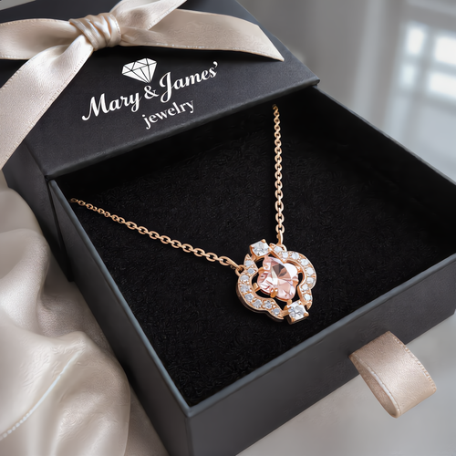Morganite Crystal Flower Necklace | Rose Gold