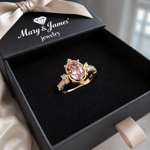 Delicate Morganite Crystal Ring | Gold