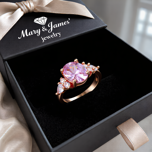 Princess Morganite Crystal Ring | Rose Gold