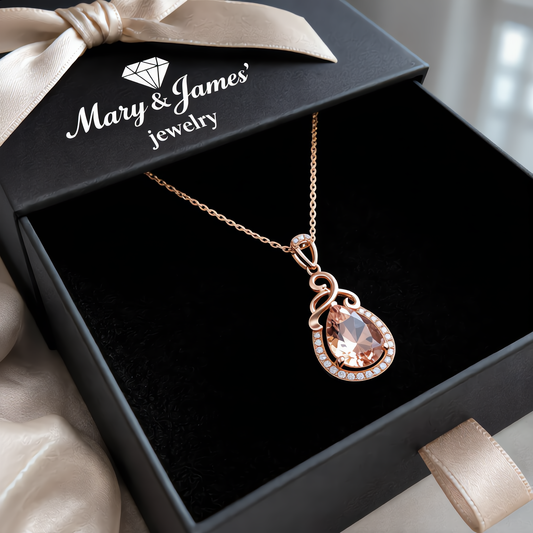 Morganite Teardrop Necklace | Rose Gold