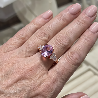 Princess Morganite Crystal Ring | Rose Gold