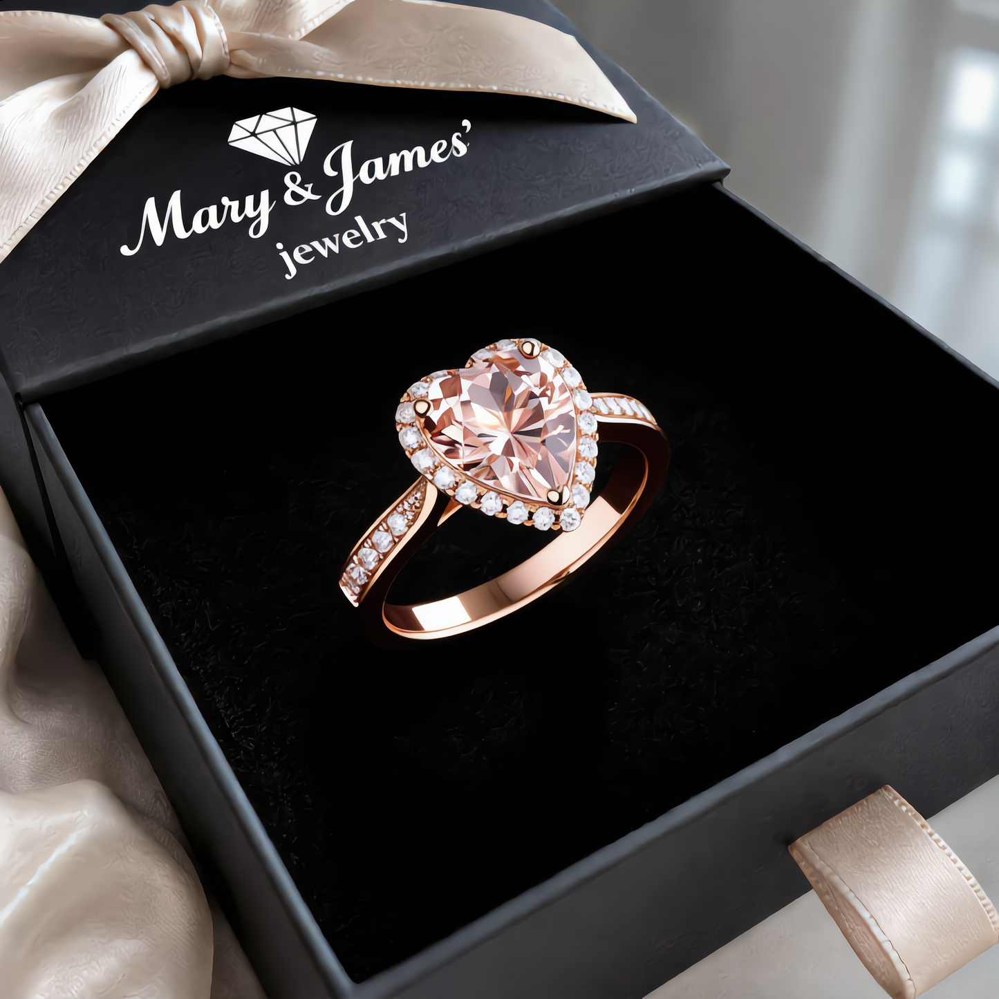 Sparkling Heart Crystal Ring | Rose Gold