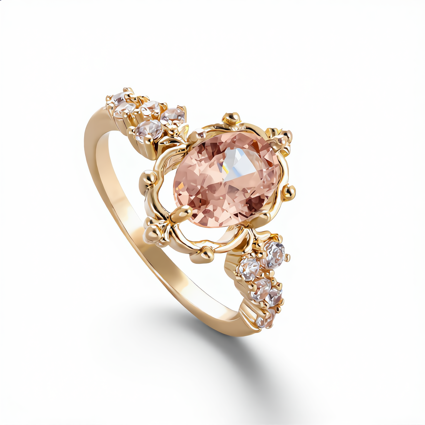 Delicate Morganite Crystal Ring | Gold