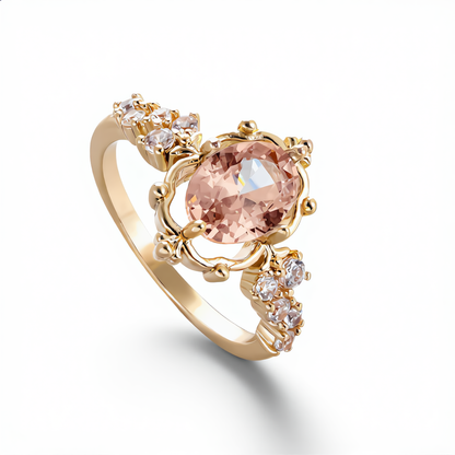 Delicate Morganite Crystal Ring | Gold
