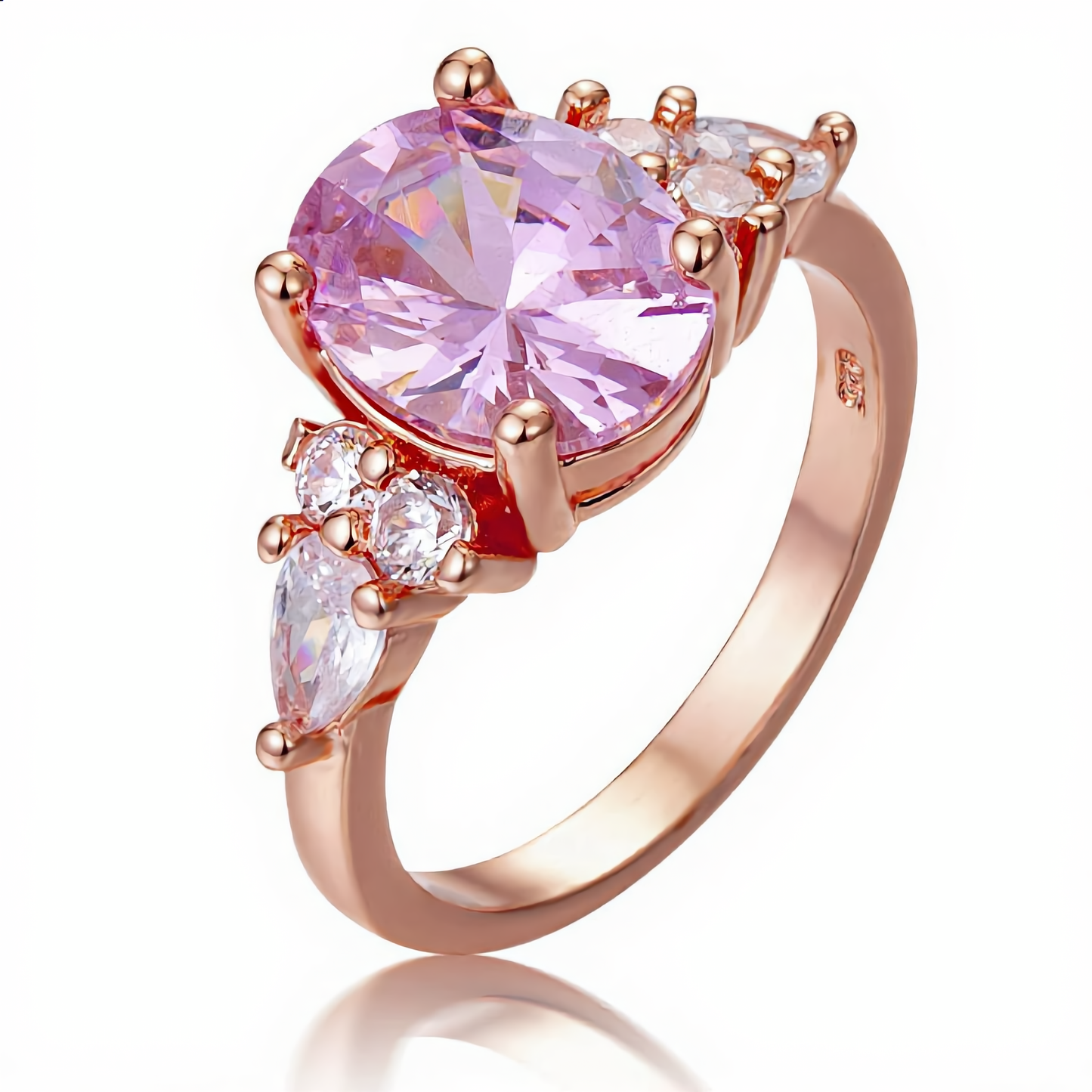 Princess Morganite Crystal Ring | Rose Gold