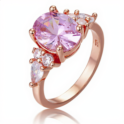 Princess Morganite Crystal Ring | Rose Gold