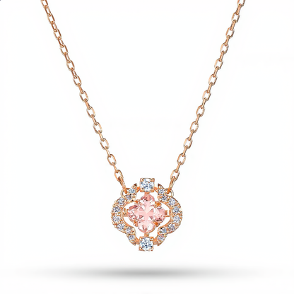 Morganite Crystal Flower Necklace | Rose Gold