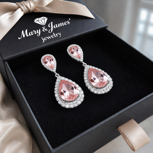 Sparkling Morganite Drop Earrings | Silver