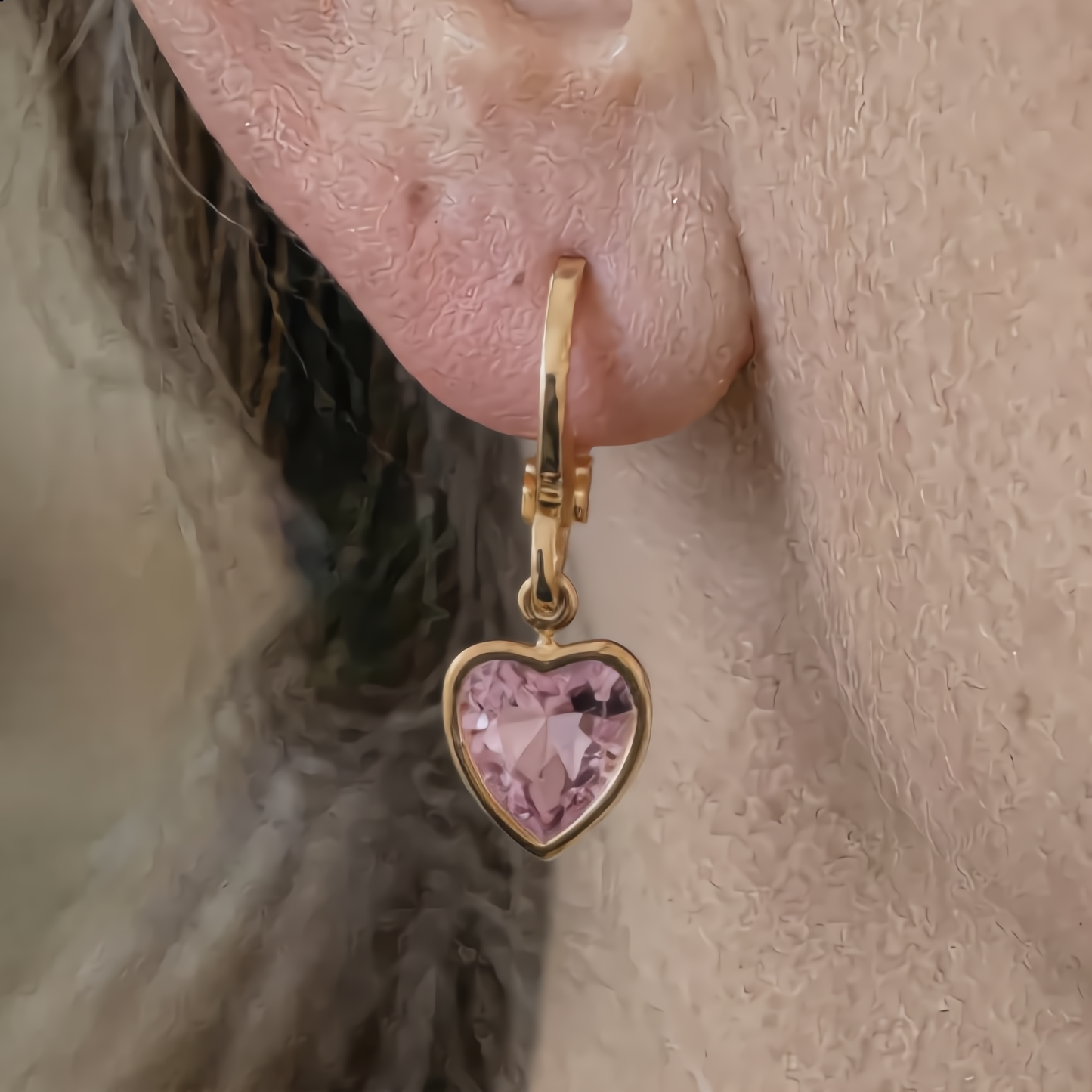 Morganite Crystal Heart Earrings | Gold