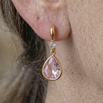 Delicate Morganite Gemstone Earrings | Gold