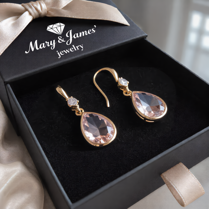 Delicate Morganite Gemstone Earrings | Gold