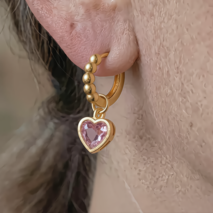 Morganite Crystal Charm Earrings | Gold