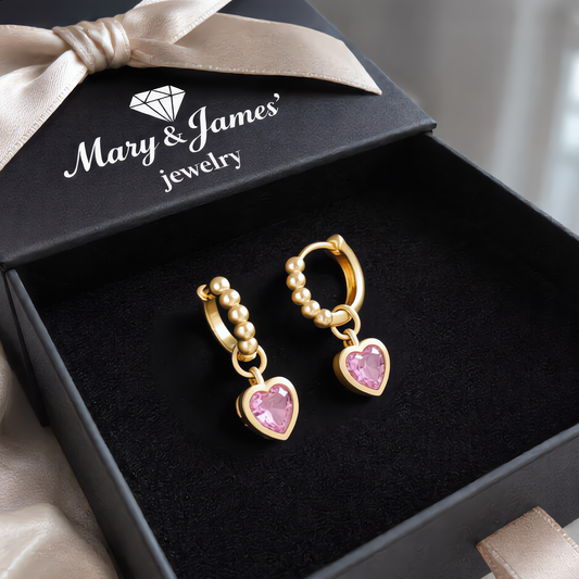 Morganite Crystal Charm Earrings | Gold