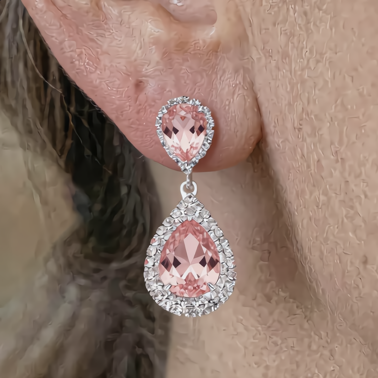 Sparkling Morganite Drop Earrings | Silver