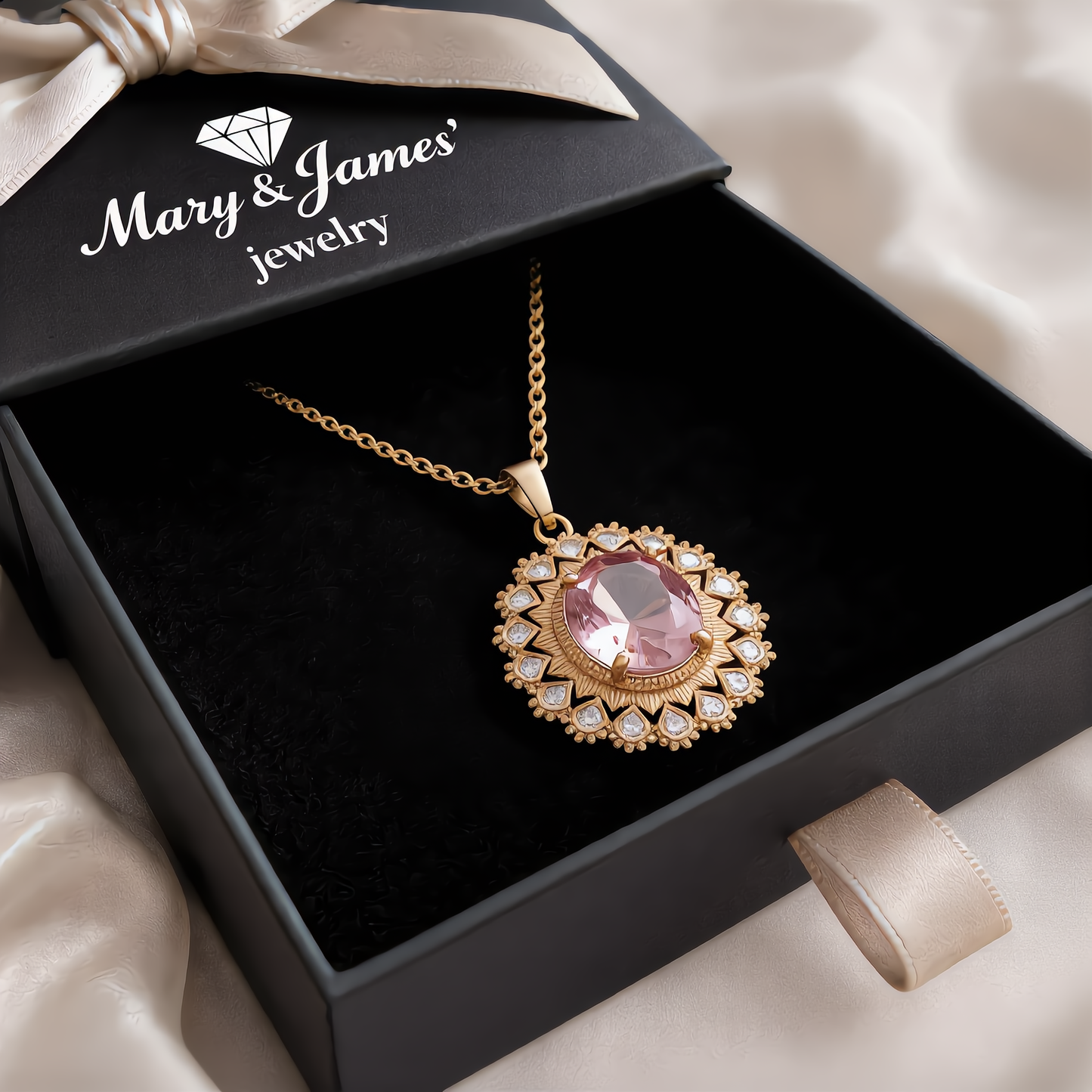 Golden Morganite Gemstone Necklace | Gold