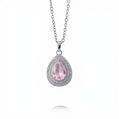 Morganite Gemstone Teardrop Necklace | Gold