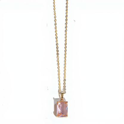 Minimalist Morganite Crystal Necklace | Gold
