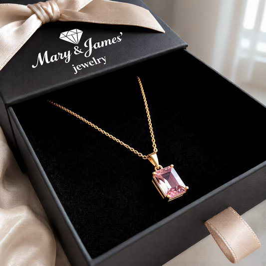 Minimalist Morganite Crystal Necklace | Gold