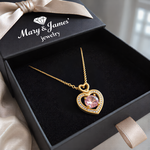 Morganite Crystal Heart Necklace | Gold
