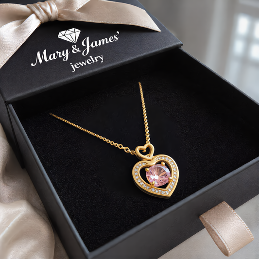 Morganite Crystal Heart Necklace | Gold