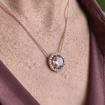 Delicate Morganite Gemstone Necklace | Rose Gold