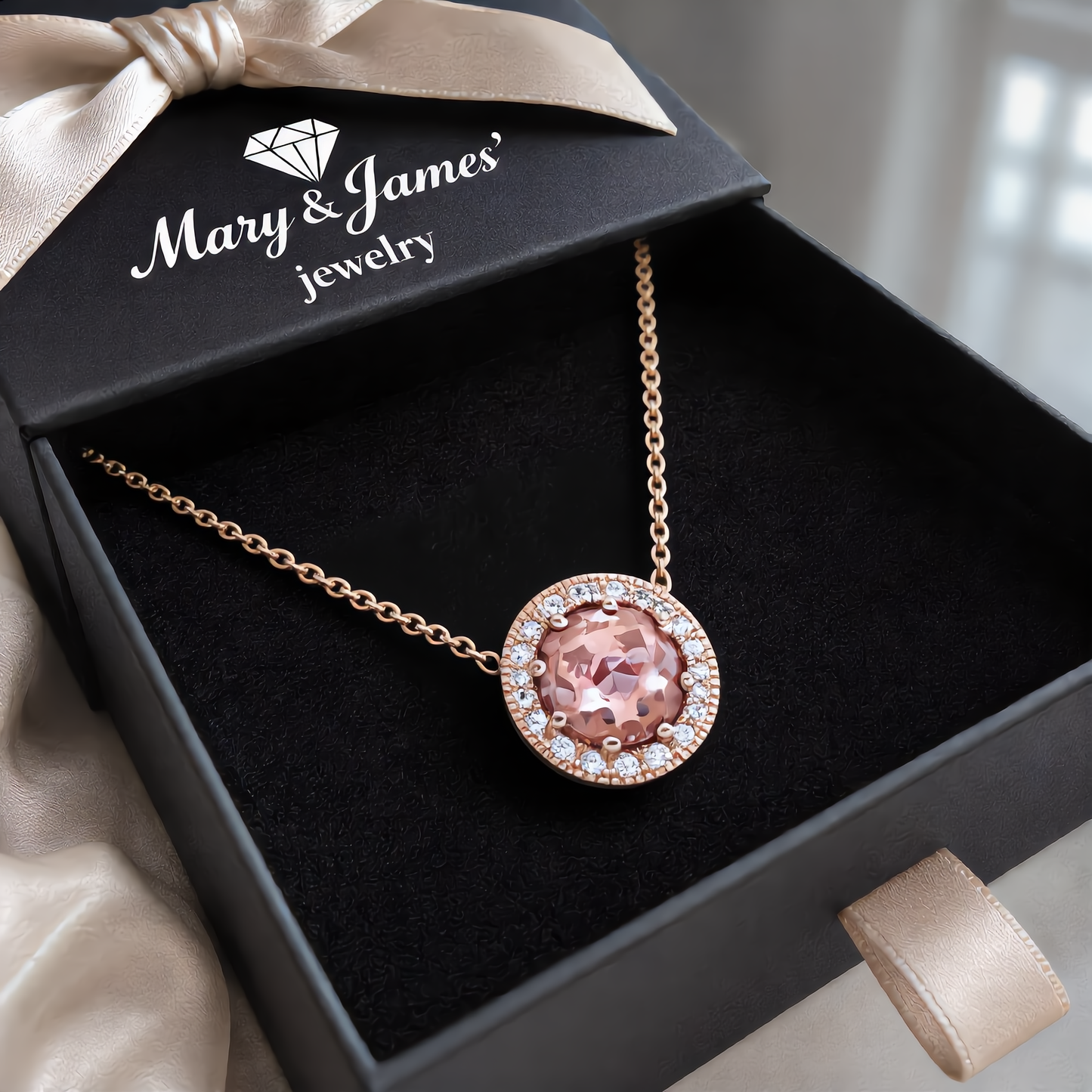 Delicate Morganite Gemstone Necklace | Rose Gold