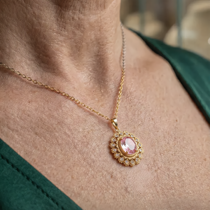 Golden Morganite Gemstone Necklace | Gold