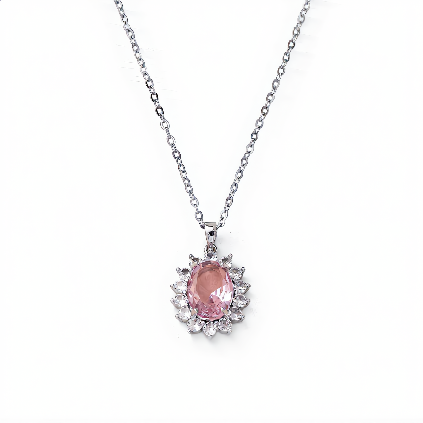 Morganite Gemstone Sunburst Necklace | Gold