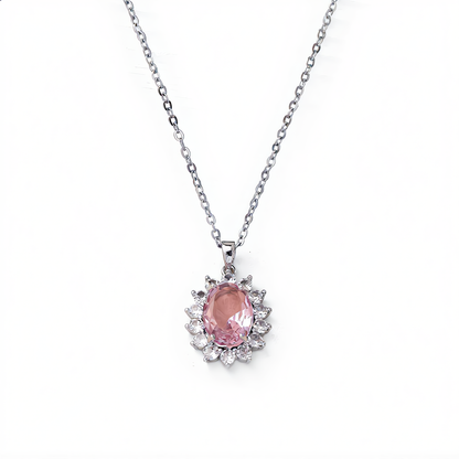 Morganite Gemstone Sunburst Necklace | Gold