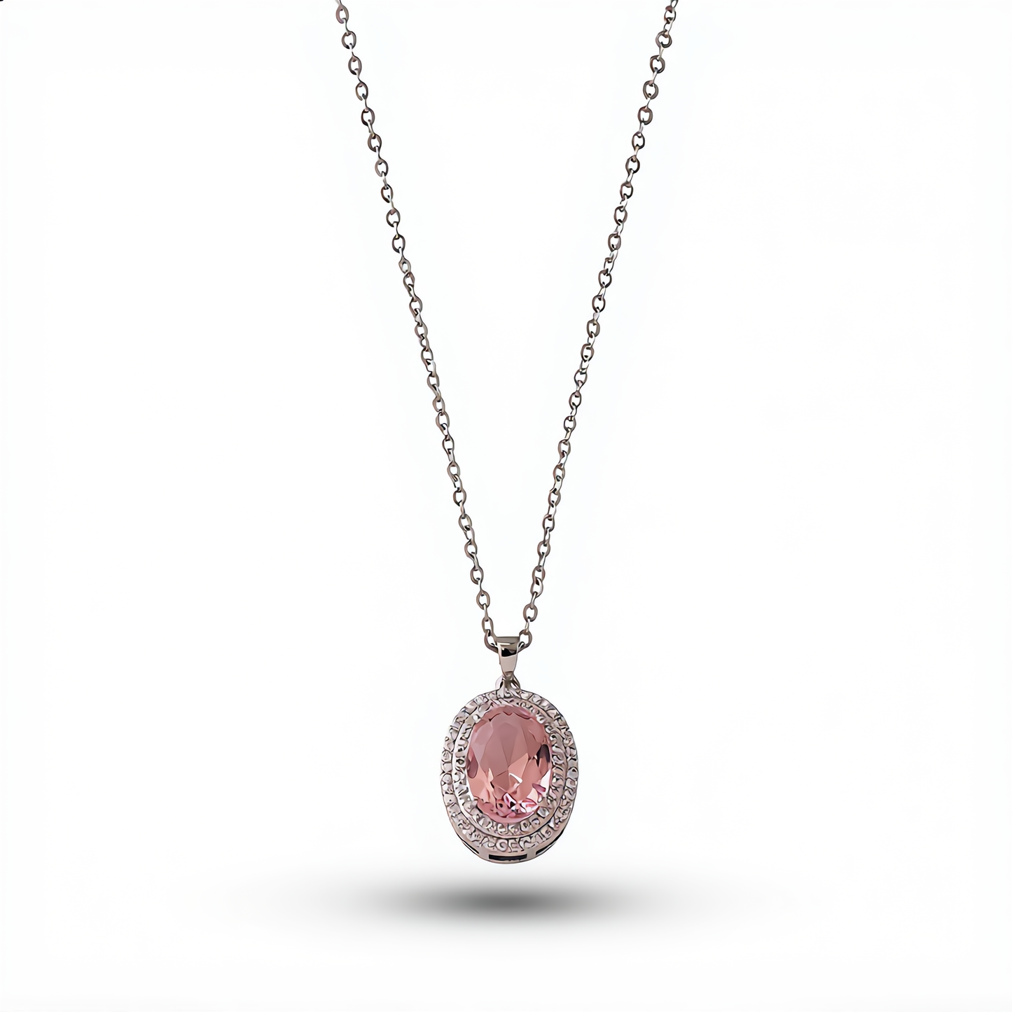 Morganite Gemstone Oval Necklace | Gold