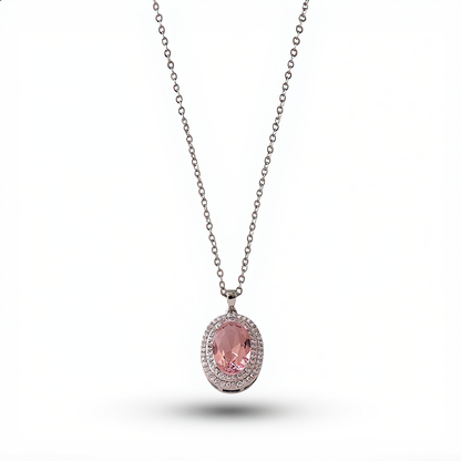 Morganite Gemstone Oval Necklace | Gold