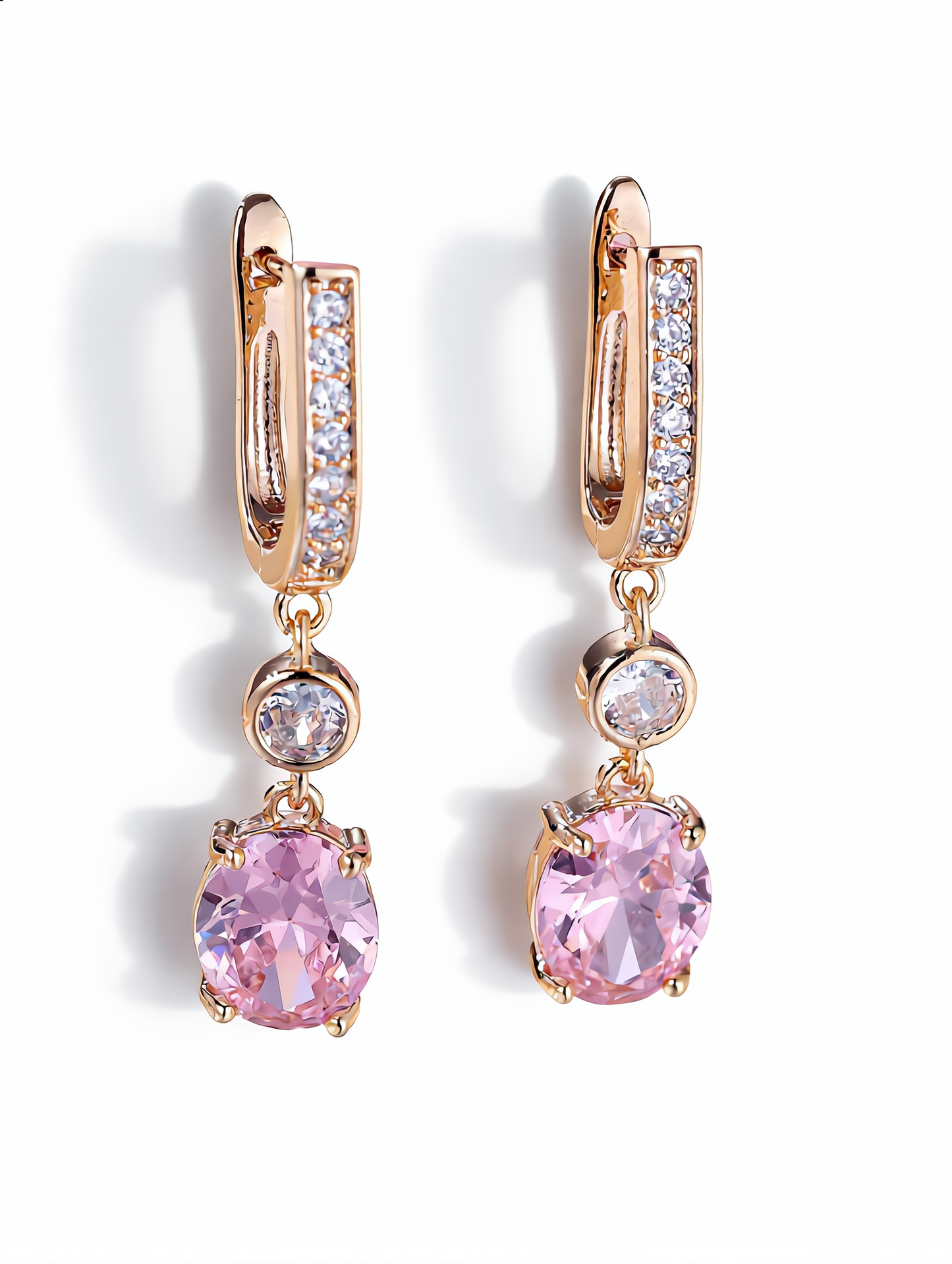 Delicate Morganite Crystal Earrings | Gold